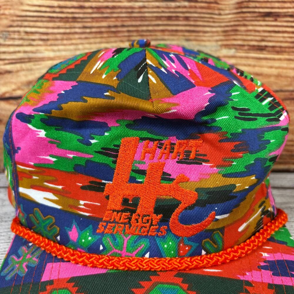 Vintage 1990 Hart Energy Services Western Aztec Snapback Hat - Picture 2 of 5